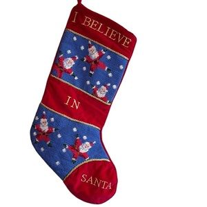 I Believe In Santa velvet and‎ tapestry Christmas Stocking
